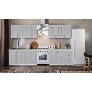 BUCATARIE CONSTANTA MDF 2.6M, 260x60x200cm, STEJAR ALB