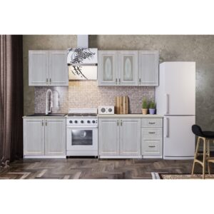 BUCATARIE CONSTANTA MDF 2M, 200x60x200cm, STEJAR ALB