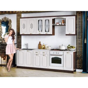 BUCATARIE KATIUSA MDF 2.6M, 260x60x200cm, WENGE+ALB