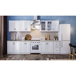 Bucatarie PROVENCE MDF 2.6, 260x60x200cm, Alb Fibros