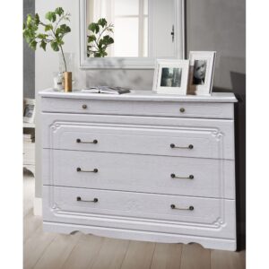 Comoda LUISE, 107x47x86cm, MDF Alb cu Auriu