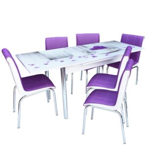 SET MASA STICLA CU 6 SCAUNE Nr39 VAZO