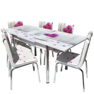 SET MASA STICLA CU 6 SCAUNE Nr60 FINCAN