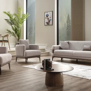 Set canapele extensibile și fotolii moderne New Wood 3+1+1