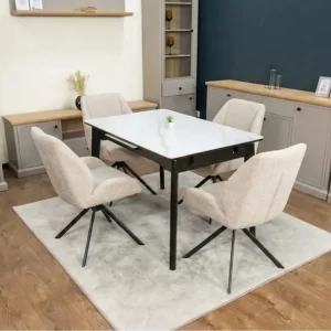 Set Masă Living Extensibilă KJT4711 cu Scaune Tapițate KJC4347