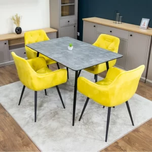Set Masă Living Extensibilă KJT546 cu Scaune Tapițate KJC38