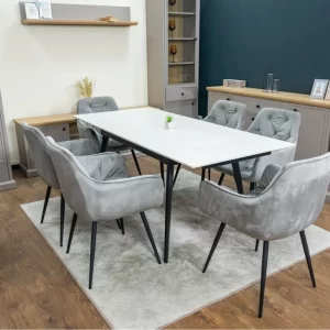 Set Masă Living Extensibilă DTM0101CS cu Scaune Tapițate KJC38