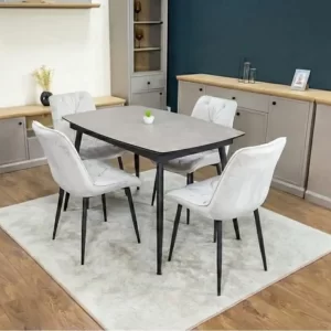 Set Masă Living Extensibilă Yense cu Scaune Tapițate KJC0357