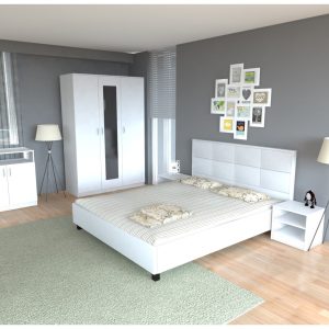 Alternative view of Dormitor Soft Alb cu pat tapitat