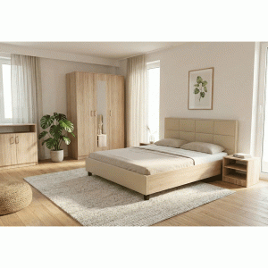 Dormitor Soft Sonoma cu pat tapitat
