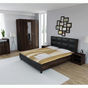 Dormitor Soft Wenge cu pat tapitat